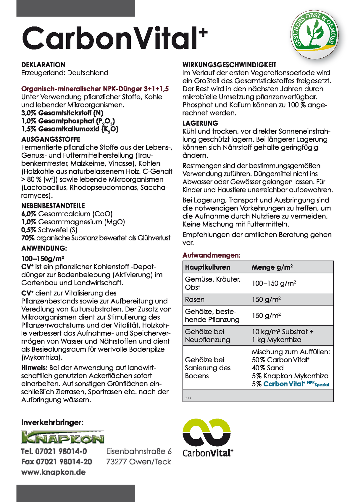 Knapkon Carbon Vital+ Bodenaktivator