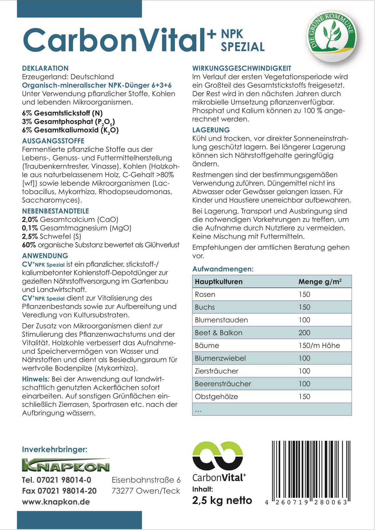 Knapkon Carbon Vital+ NPK Spezialdünger